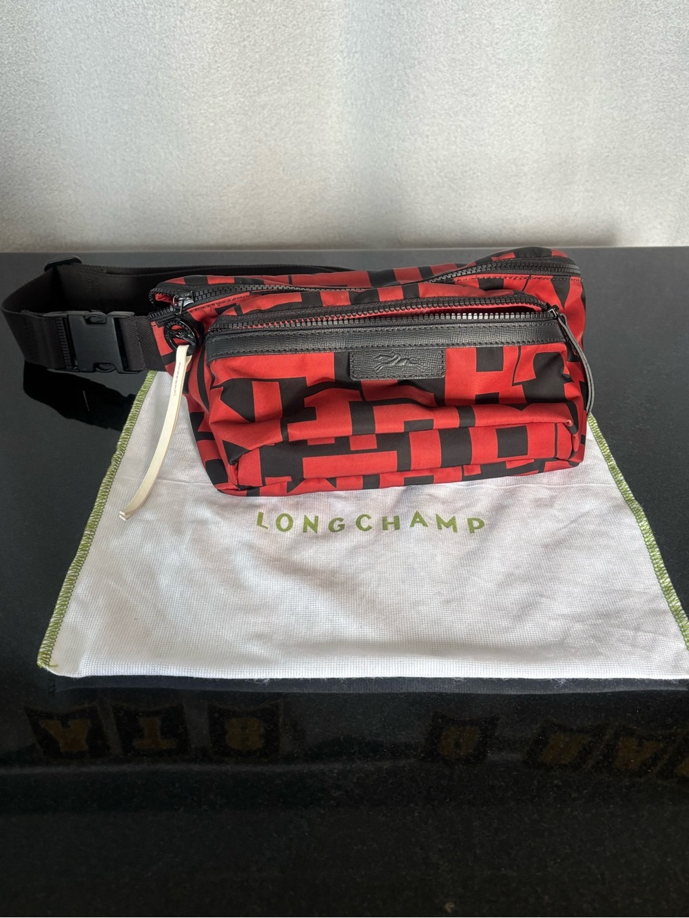 Authentic Longchamp Le Pliage Neo Monogram Nylon Adjustable Large Belt Bag